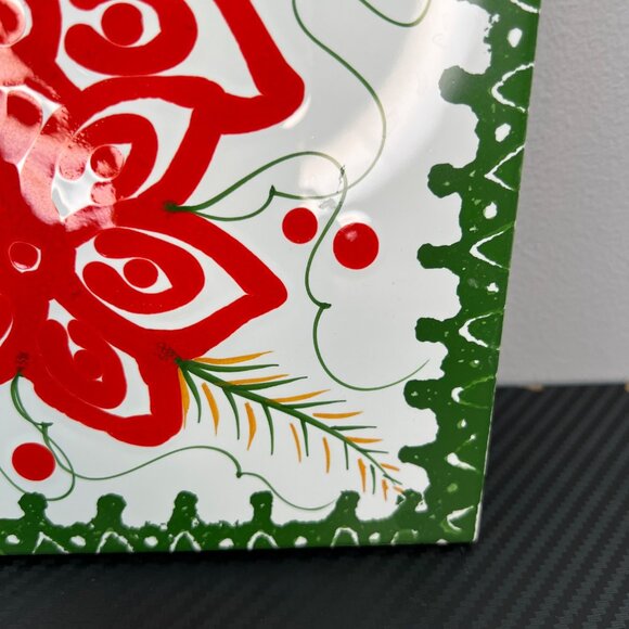 Vintage Terracotta Tile Trivet Hand-Painted Italian Floral Red Green 8” Square - Picture 4 of 9